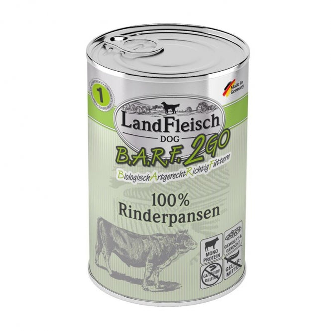 LandFleisch B.A.R.F.2GO 100% aus Rinderpansen 400g – 6er Sparpack