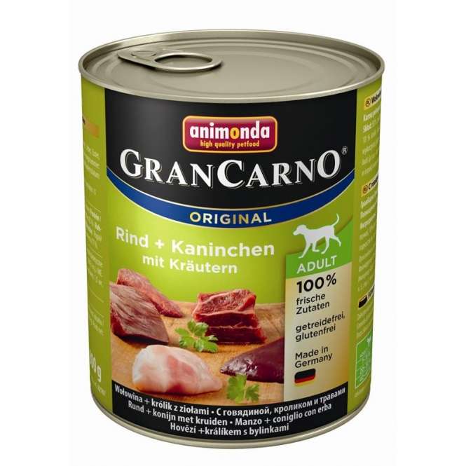 Animonda GranCarno Adult Rind & Kaninchen mit Kräutern 800g–6er Sparpack