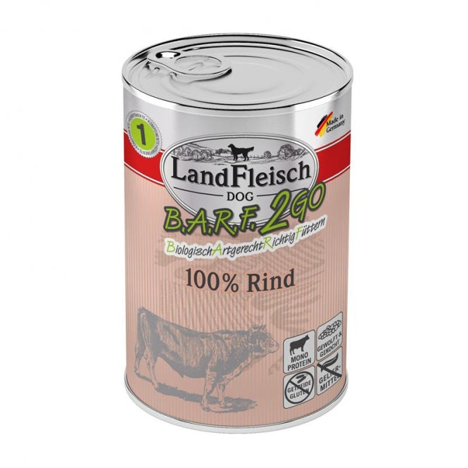 LandFleisch B.A.R.F.2GO 100% vom Rind 400g – 6er Sparpack