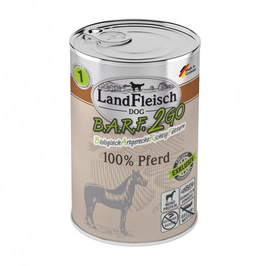 LandFleisch B.A.R.F.2GO 100% vom Pferd 400g – 6er Sparpack